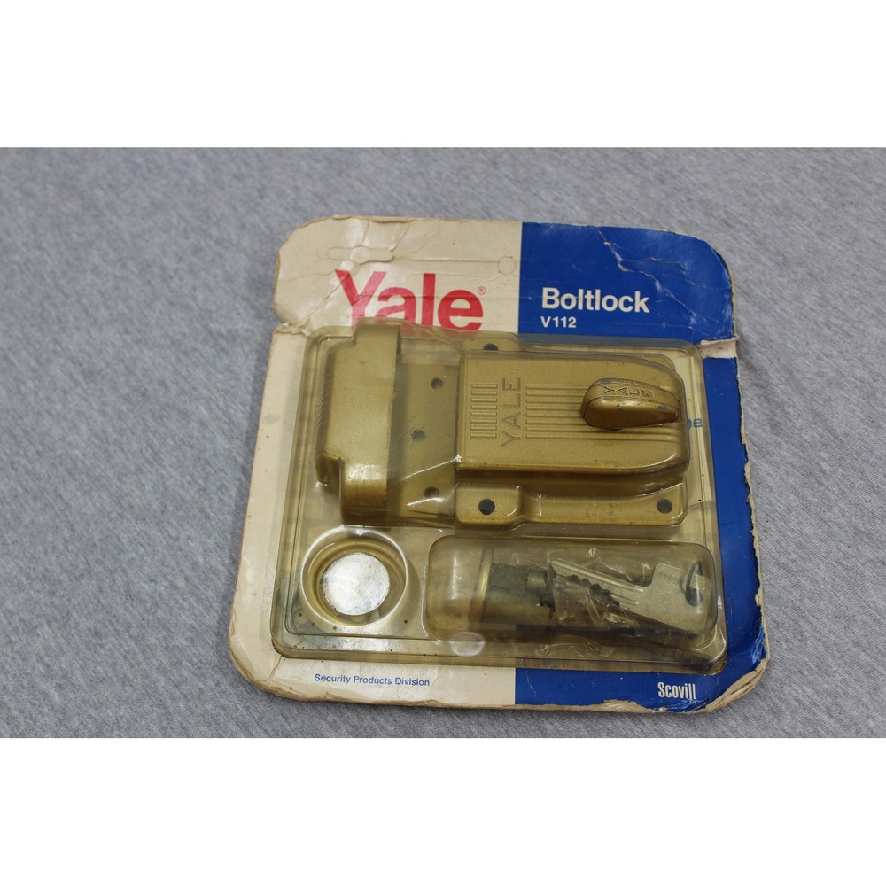 Yale Boltlock V112 Deadbolt Gold V112 Auxiliary Heavy Duty Surface Mount NOS